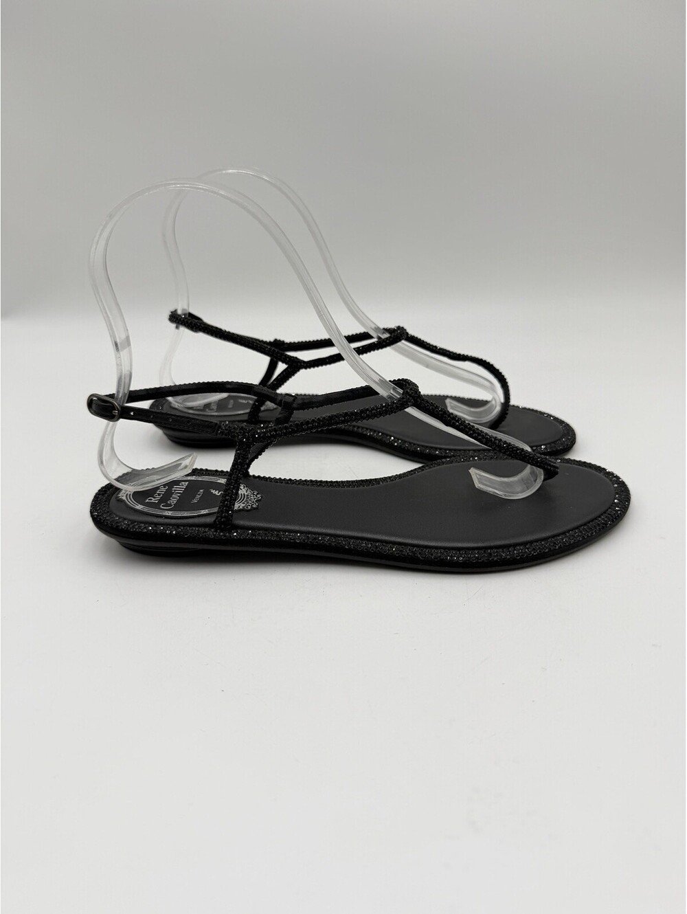 Women’s René Caovilla Black Strap rhinestone sandals Size 36